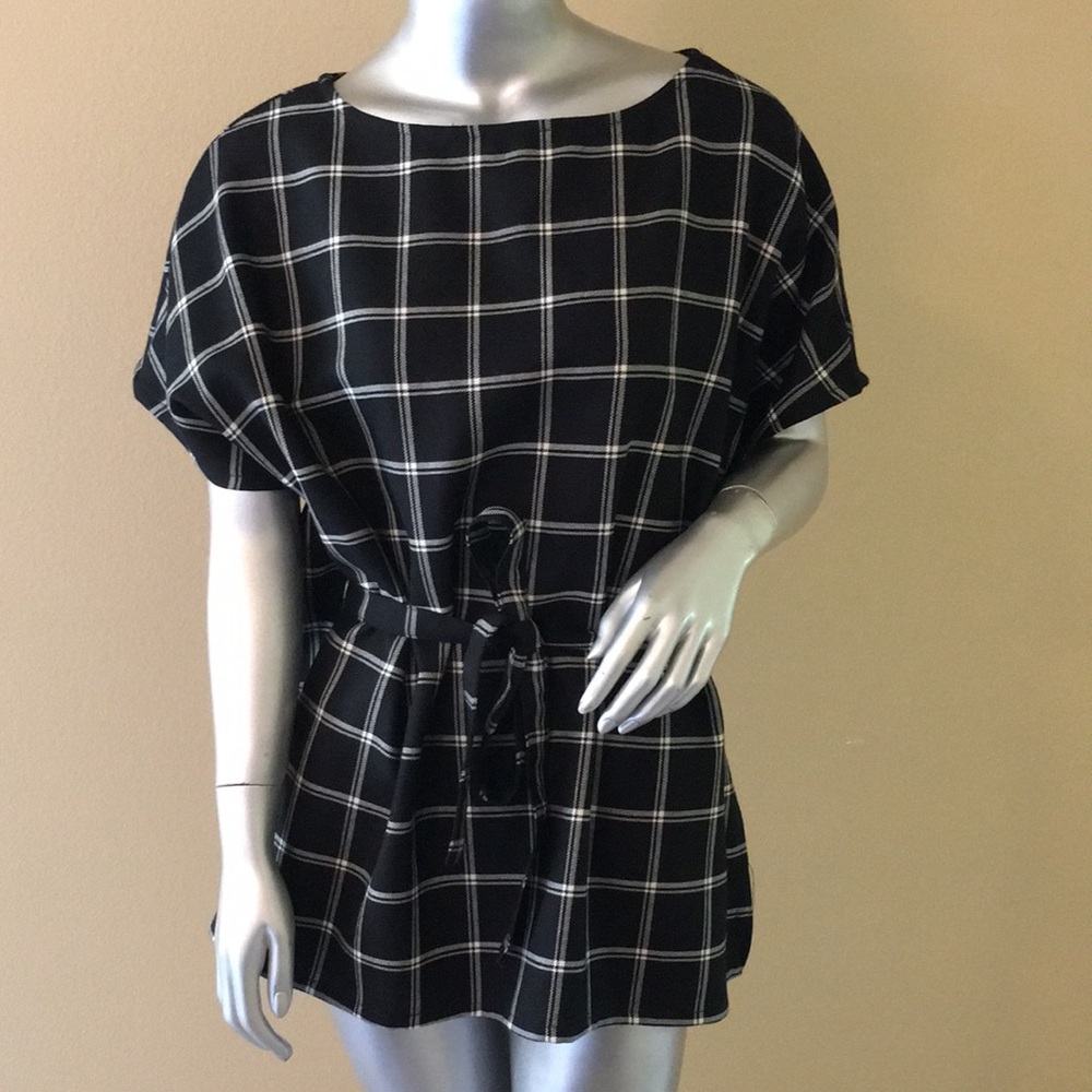 PENDLETON | Plaid Tunic Virgin Wool Short Sleeve T…